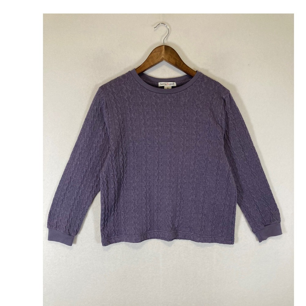 Cottagecore Hasting & Smith Women PL Purple Textured Diamond‎ Cable Knit Top